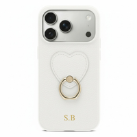 White Heart Ring Leather iPhone Case