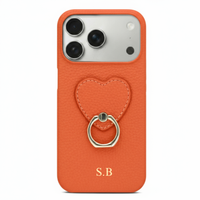 Orange Heart Ring Leather iPhone Case