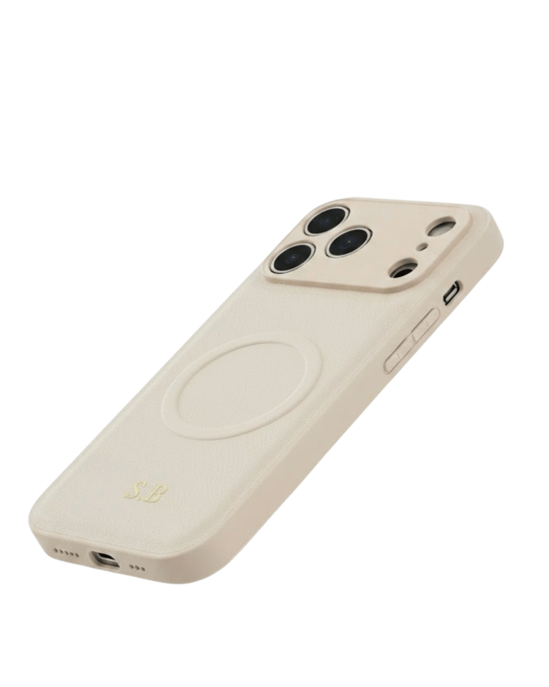 Beige Personalized Magnetic Leather iPhone Case