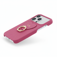 Hot Pink Heart Ring Leather iPhone Case