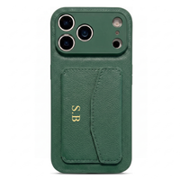 Green Leather iPhone Case With Card Holder