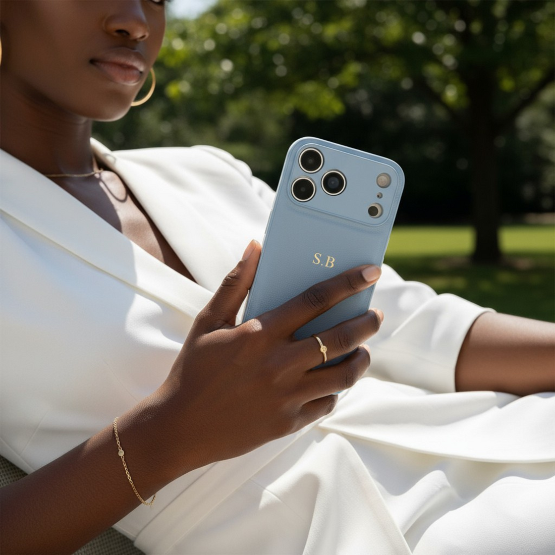 Blue Leather iPhone Case