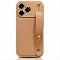 Beige Leather iPhone Case with Strap