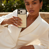 White Stitched Leather iPhone Case