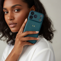 Green Personalized Monogram Leather iPhone Case