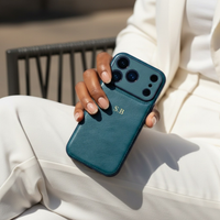 Green Personalized Monogram Leather iPhone Case