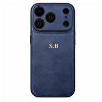 Blue Personalized Monogram Leather iPhone Case