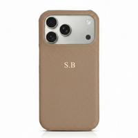Beige Pebble Leather iPhone Case