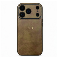 Brown Personalized Monogram Leather iPhone Case