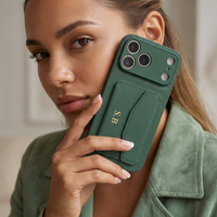 Green Leather iPhone Case With Card Holder