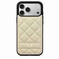 White Stitched Leather iPhone Case
