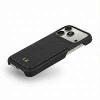 Black Card Holder Leather iPhone Case
