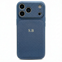 Blue Personalized iPhone Case With Leather