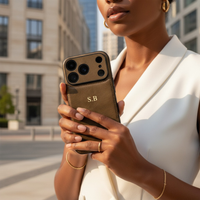 Brown Personalized Monogram Leather iPhone Case