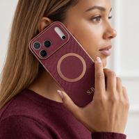 Burgundy Personalized Magnetic Leather iPhone Case