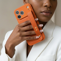 Orange Leather iPhone Case with Strap