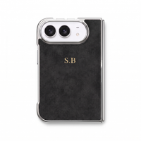 Black Lambskin Leather Custom iPhone Duo Case