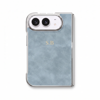 Light Blue Lambskin Leather Custom iPhone Duo Case