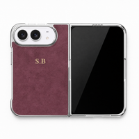 Burgundy Lambskin Leather Custom iPhone Duo Case
