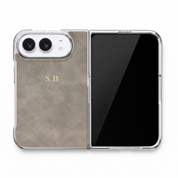 Grey Lambskin Leather Custom iPhone Duo Case