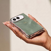 Green Lambskin Leather Custom iPhone Duo Case