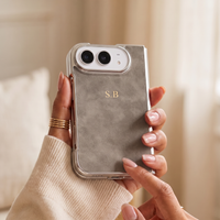 Grey Lambskin Leather Custom iPhone Duo Case