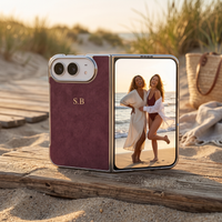 Burgundy Lambskin Leather Custom iPhone Duo Case