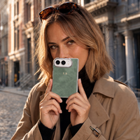 Green Lambskin Leather Custom iPhone Duo Case