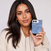 Blue Lambskin Leather Custom iPhone Duo Case