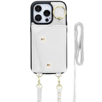 White Leather iPhone Case With Two Straps