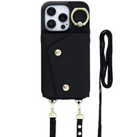 Black Leather iPhone Case With Two Straps