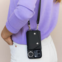 Black Leather iPhone Case With Two Straps