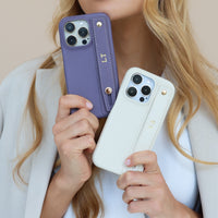White Leather iPhone Case with Strap