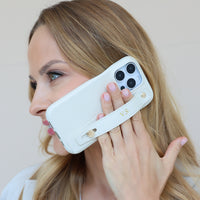 White Leather iPhone Case with Strap