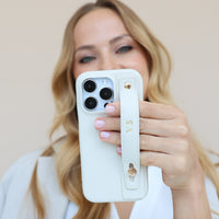 White Leather iPhone Case with Strap