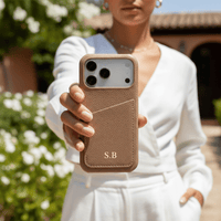 Beige Card Holder Leather iPhone Case - Snap Bands