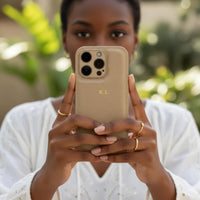 Beige Leather iPhone Case - Snap Bands