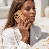 Beige Leather iPhone Case with Strap - Snap Bands