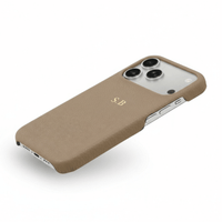 Beige Pebble Leather iPhone Case - Snap Bands