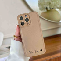Beige Personalized Leather iPhone Case - #Snap Bands#