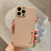 Beige Personalized Leather iPhone Case - #Snap Bands#