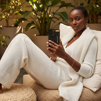 Black Crocodile Texture Elegant iPhone Case with Metallic Accent - Snap Bands