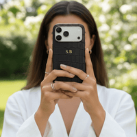 Black Crocodile Texture Personalized Leather iPhone Case - Snap Bands