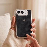 Black Lambskin Leather Custom iPhone Duo Case - #Snap Bands#