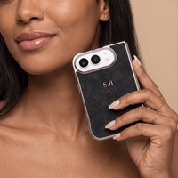 Black Lambskin Leather Custom iPhone Duo Case - #Snap Bands#