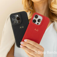 Black Leather iPhone Case - Snap Bands