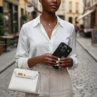 Black Leather iPhone Case - Snap Bands