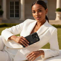 Black Leather iPhone Case with Strap - Snap Bands