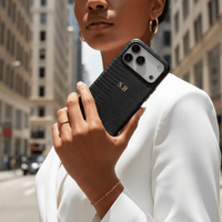 Black Leather Snake iPhone Case - Snap Bands