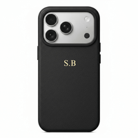 Black Magnetic Leather iPhone Case - Snap Bands